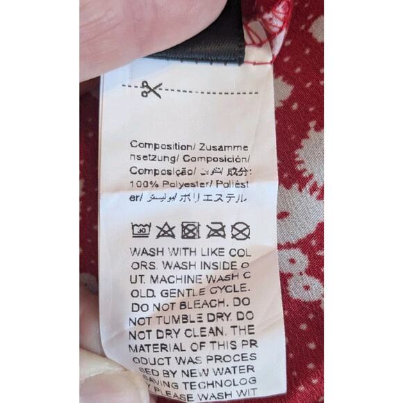 Shein Red & White Ditsy Floral V Neck Mini Short Sleeve Dress Size Small - Picture 8 of 9